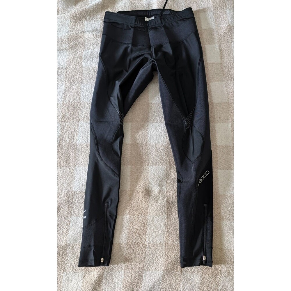 Mizuno BG 8000 Running Compression Tights Ankle Zipper Athletic Pants Black